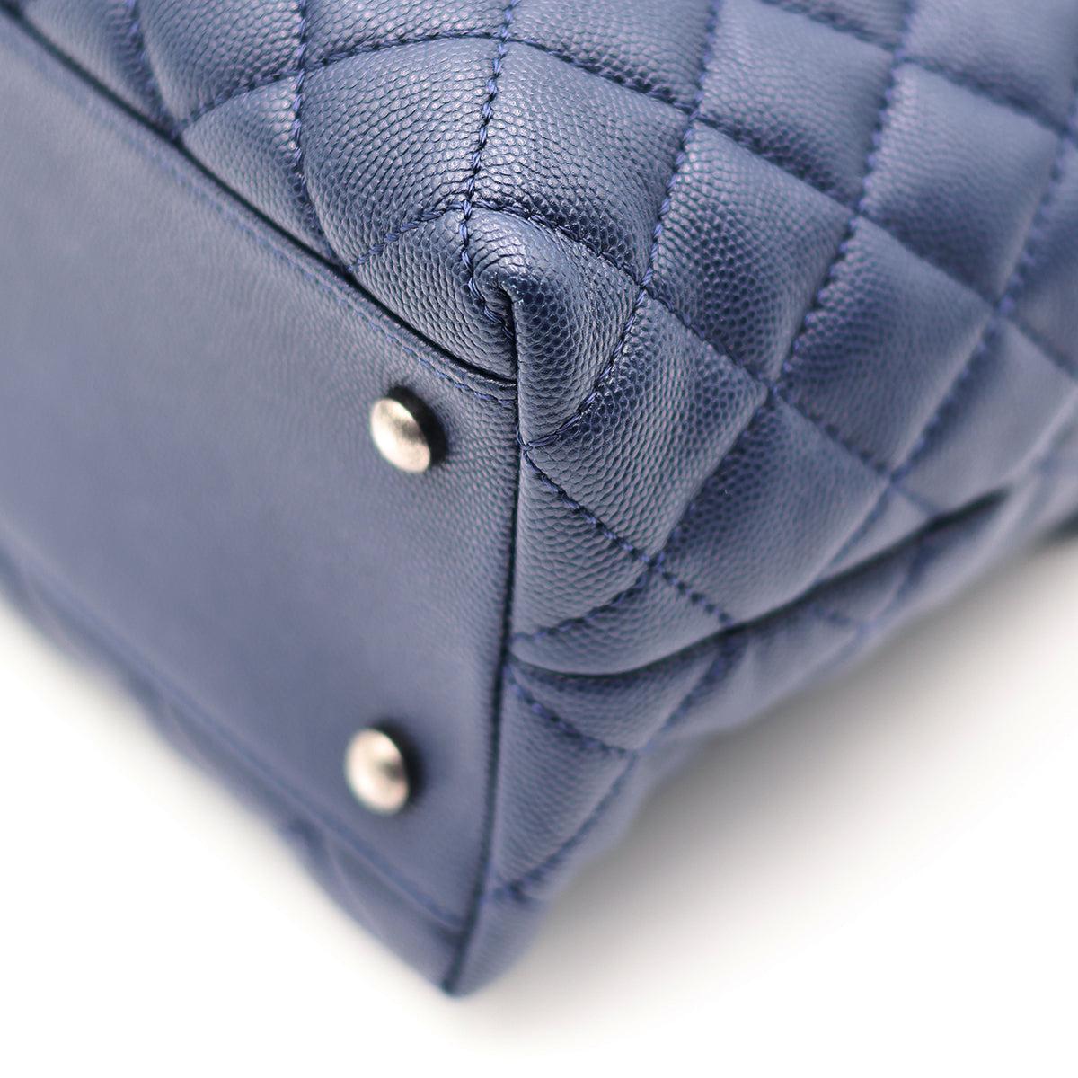 Chanel Caviar Quilted Large Coco Handle Flap Navy Blue