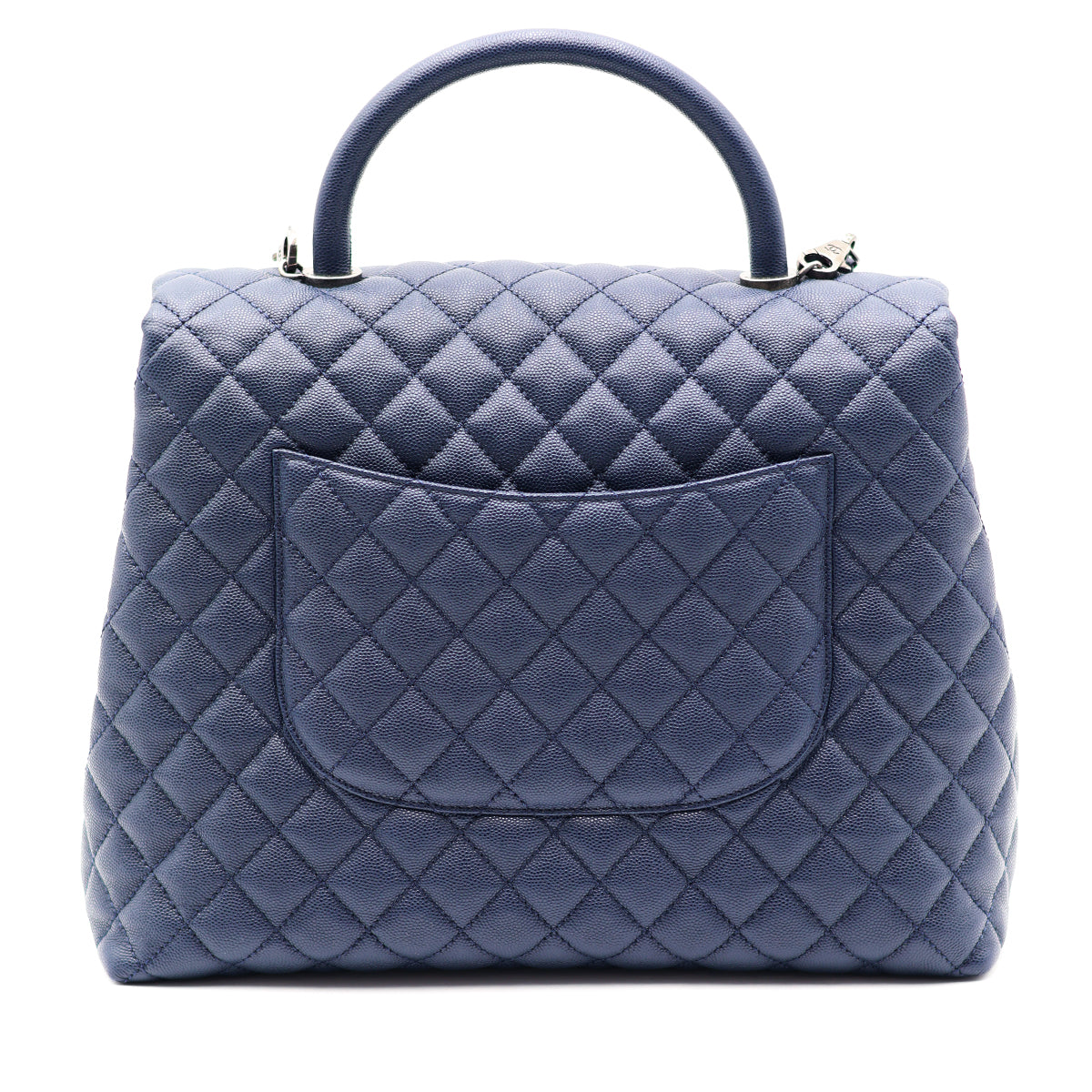 Chanel Caviar Quilted Large Coco Handle Flap Navy Blue