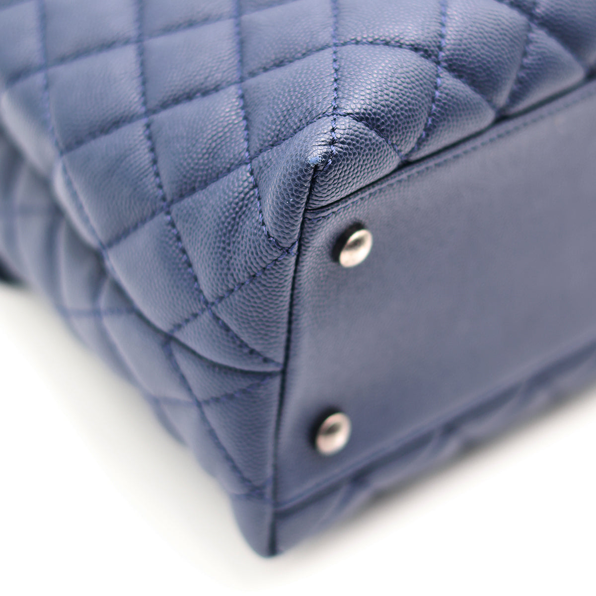 Chanel Caviar Quilted Large Coco Handle Flap Navy Blue