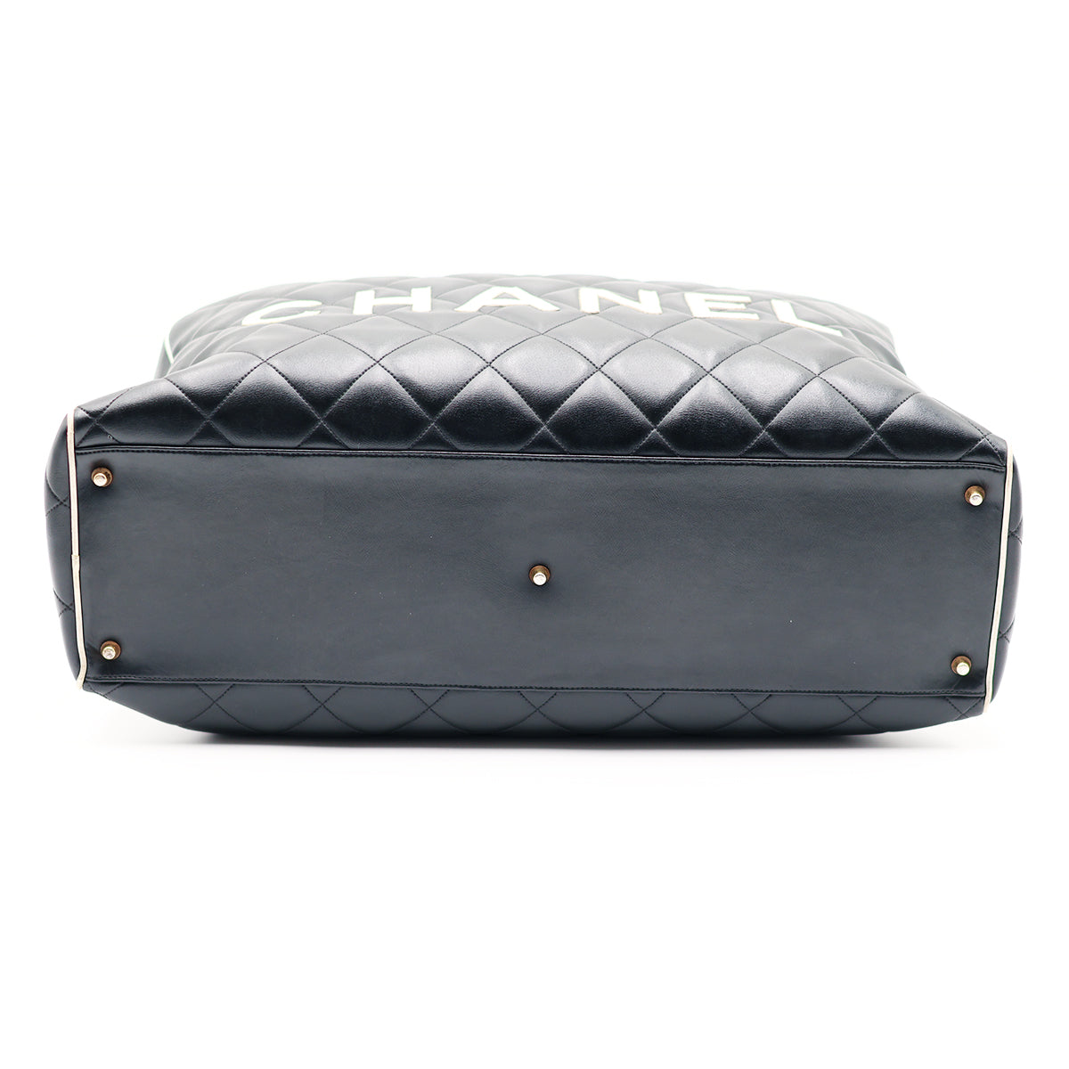 Chanel Black Quilted Calfskin Logo Bowler Weekend Bag