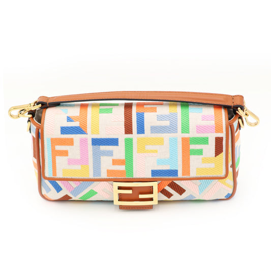 Fendi Baguette Zucca Embriodered Canvas Bag Baguette